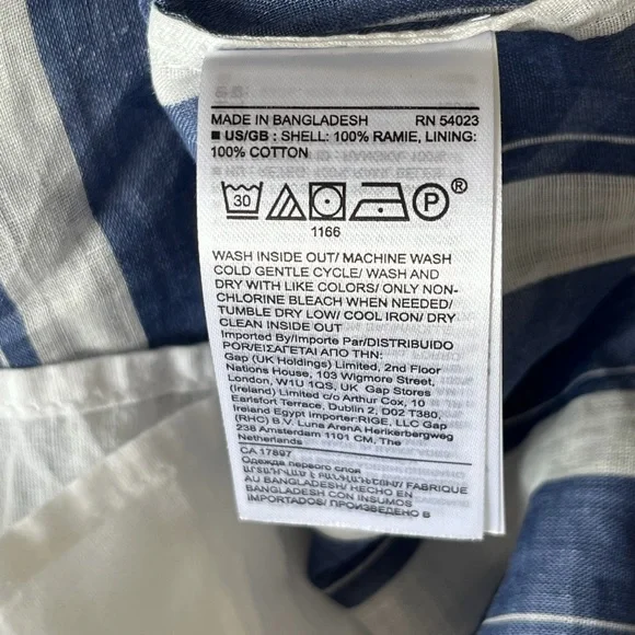 Banana Republic Ramie Popover Shirt Dress Navy White Stripes Size MP Preppy NWT - Picture 12 of 16